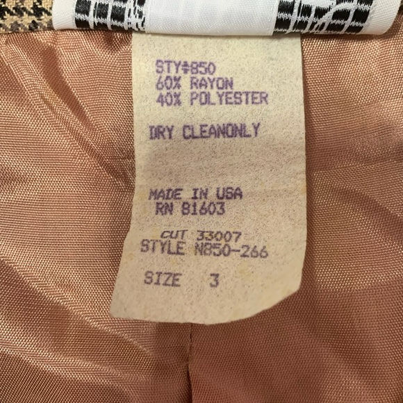 Vintage La Belle Women's Tan Houndstooth Blazer Jacket 3. J2 - Picture 3 of 14